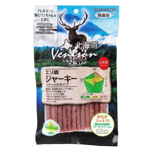他サイト： (株)アスク 北海道ベニスンエゾ鹿ジャーキースティック 150g 犬 フード スナック ジャーキー 4513441327231 の商品画像