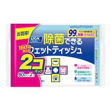 他サイト： ライオン商事(株) ペットきれいできる除菌ウェットテッシュ 80枚 2P 犬 用品 除菌 消臭 芳香剤 490335100274の商品画像