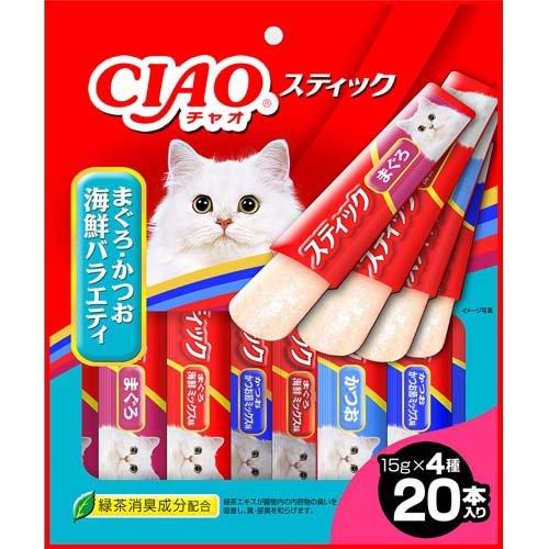 他サイト： いなばペットフード(株) CIAO スティック まぐろ・かつお海鮮バラエティ 15g×20本 猫用品 フード スナック 4901の商品画像