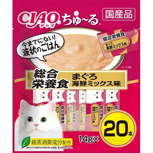 他サイト： いなばペットフード(株) SC-199チャオちゅーる20本入り総合栄養食まぐろ海鮮ミックス味 14g×20 猫用品 フード スナの商品画像