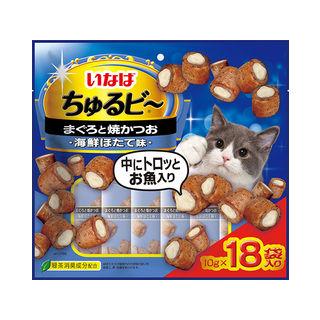他サイト： いなばペットフード(株) いなば ちゅるビー まぐろと焼かつお 海鮮ほたて味 18袋入り 猫用品 フード スナック 490113の商品画像