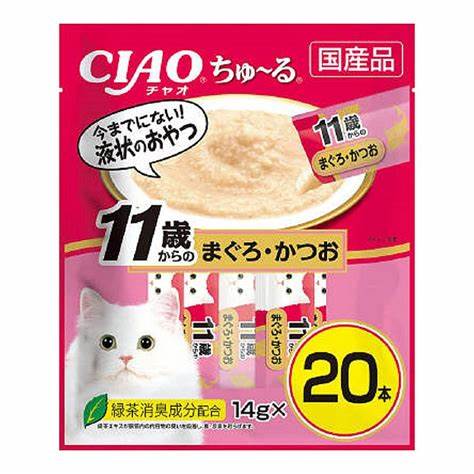 他サイト： いなばペットフード(株) CIAOちゅーる 11歳からのまぐろ・かつお 14g×20本 猫用品 フード スナック 4901133の商品画像