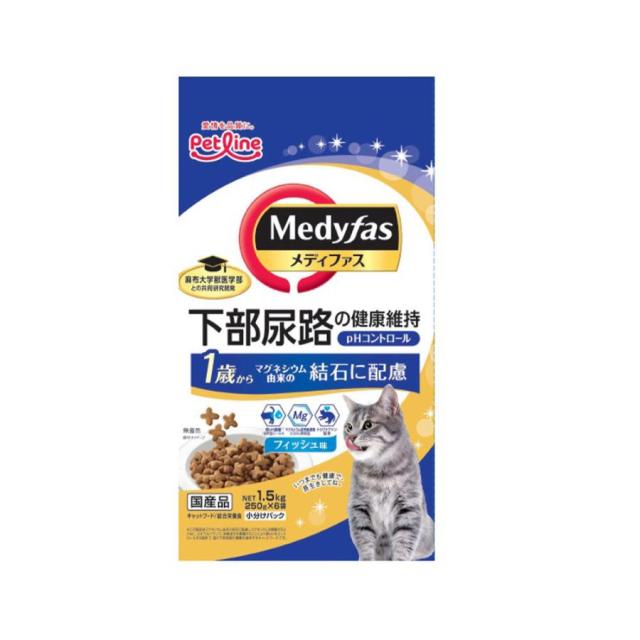 他サイト： ペットライン(株) 新メディファス1歳からフィッシュ味 1.5kg 猫用品 フード ドライ 総合栄養食 490241806917の商品画像