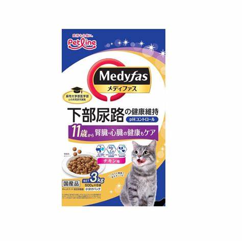 他サイト： ペットライン(株) 新メディファス11歳からチキン味 3kg 猫用品 フード ドライ 総合栄養食 4902418069258 {の商品画像