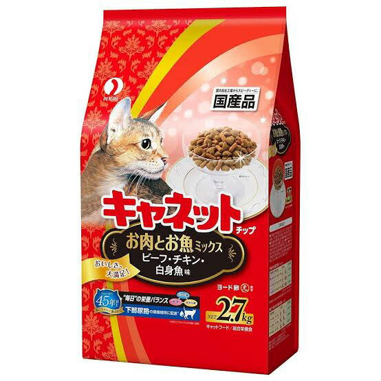 他サイト： ペットライン(株) Nキャネットチップお肉とお魚ミックス 2.7kg 猫用品 フード ドライ 総合栄養食 49024185180の商品画像