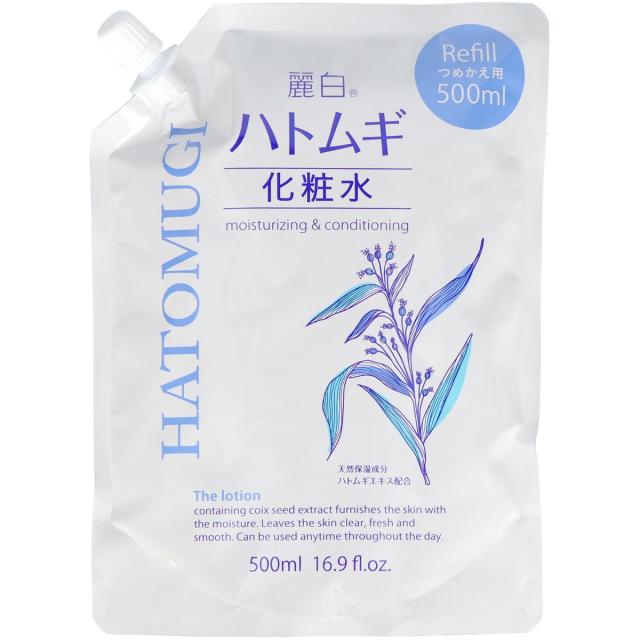 他サイト： 熊野油脂 麗白 ハトムギ化粧水 詰替 500ml ( 弱酸性・無着色・無鉱物油 つめかえ用 ) ( 4513574025899 の商品画像