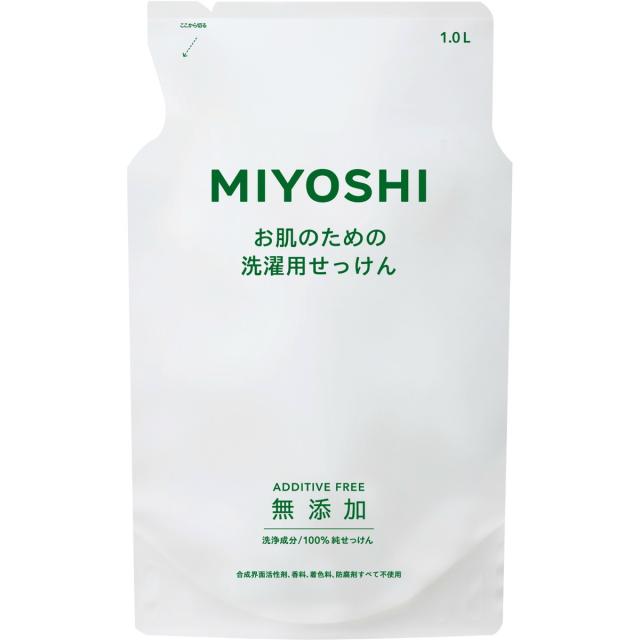 他サイト： ミヨシ石鹸 無添加お肌のための洗濯用液体せっけん 詰替 スタンディングタイプ 1000ML (衣類用洗濯石けん つめかえ)( 4の商品画像
