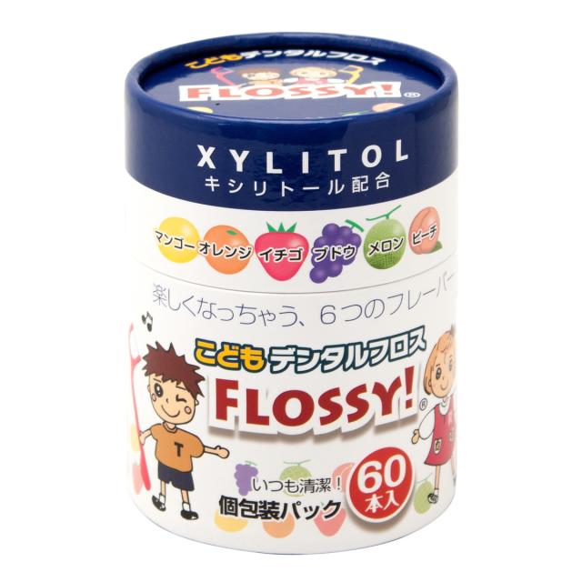 他サイト： UFCサプライ こどもデンタルフロス FLOSSY! 60本入 個包装パック(オレンジ、イチゴ、ブドウ、マンゴー、メロン、ピーチの商品画像