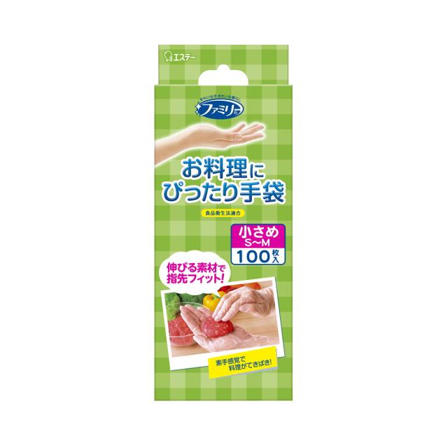 他サイト： エステー ファミリー お料理にぴったり手袋 小さめ SMサイズ 半透明 100枚入 左右両用タイプ(4901070760725 の商品画像