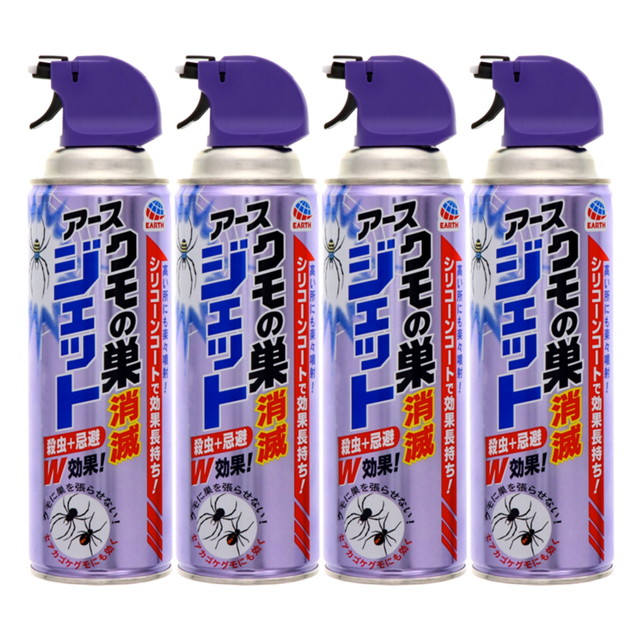 他サイト： アース製薬 クモの巣消滅ジェット 450mL×4本パック 屋外専用(4901080055811)※パッケージ変更の場合ありの商品画像