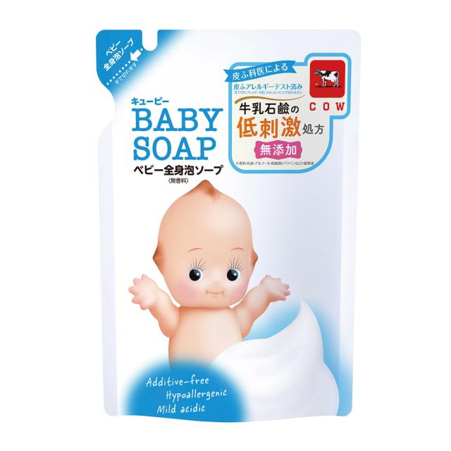 他サイト： 牛乳石鹸 キューピー 全身ベビーソープ ( 泡タイプ ) 詰替え 350ml 弱酸性・無香料・無着色 ( 49015259565の商品画像