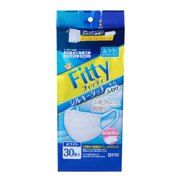 他サイト： 【送料込・まとめ買い×3個セット】玉川衛材 フィッティ シルキータッチ 耳ゴムふわり 30枚入 ホワイト ふつうサイズ ケース付の商品画像