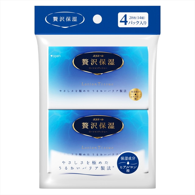 他サイト： ポイント消化【メール便 送料込】大王製紙 エリエール 贅沢保湿 ローションティシュー ポケットティッシュ 14組×4P 1個の商品画像