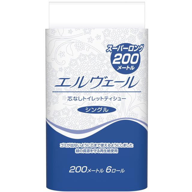 他サイト： 大王製紙 エルヴェール 芯なしトイレットティシュー 200m×6ロール シングル ( トイレットペーパー6RS ) ( 4902の商品画像