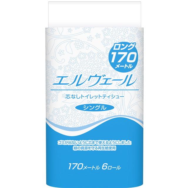 他サイト： 大王製紙 エルヴェール 芯なしトイレットティシュー 170m×6ロール シングル ( トイレットペーパー6RS ) ( 4902の商品画像