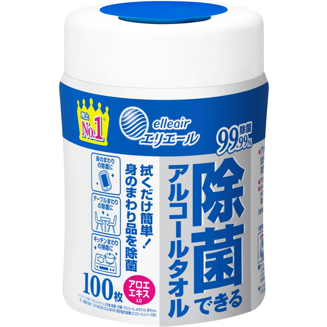 他サイト： 大王製紙 エリエール 除菌できるアルコールタオル 100枚入 本体 ( 除菌ウエットティッシュ ) ( 490201173111の商品画像