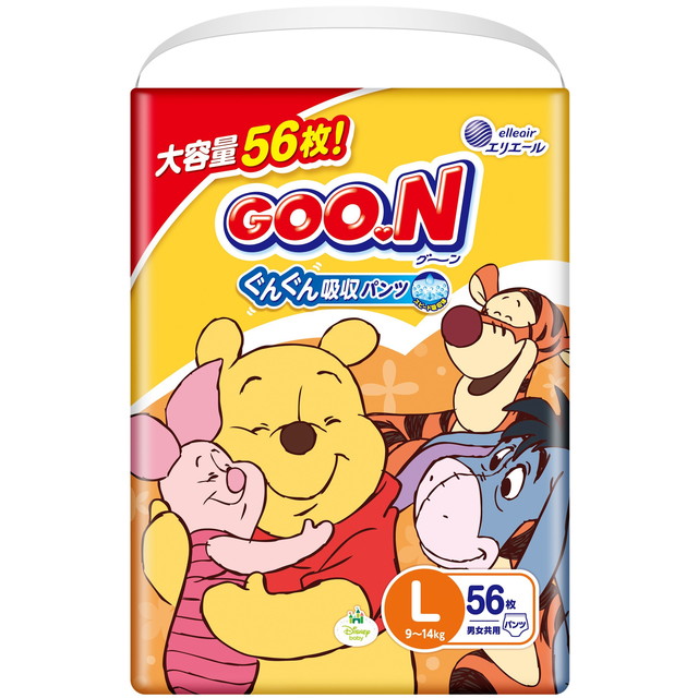 他サイト： 【送料込・まとめ買い×3個セット】大王製紙 グ〜ンパンツ まっさらさら通気 Lサイズ 56枚入 男女共用 こども用紙おむつの商品画像