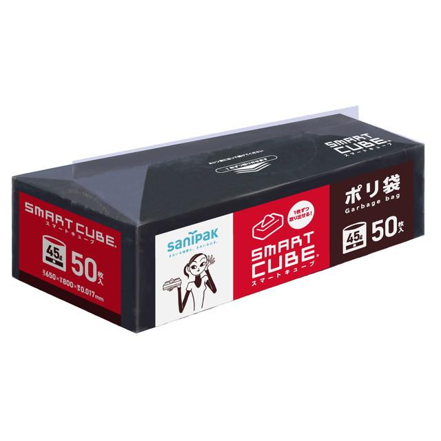 他サイト： スマートキューブ 45L 黒 SC52 50枚 ( ゴミ袋 45リットルサイズ ) ( 4902393576529 )の商品画像