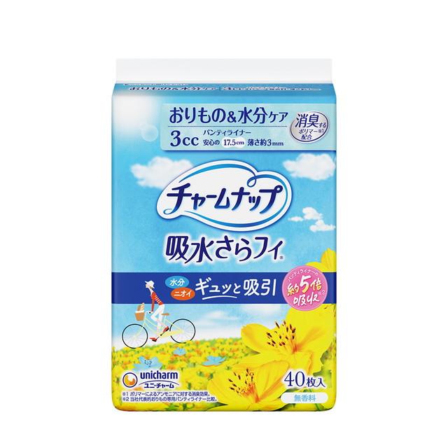 他サイト： ユニ・チャーム チャームナップ 吸水さらフィ 3cc 無香料 40枚 パンティライナー 17.5cm ( 軽い尿モレの方 ) (の商品画像
