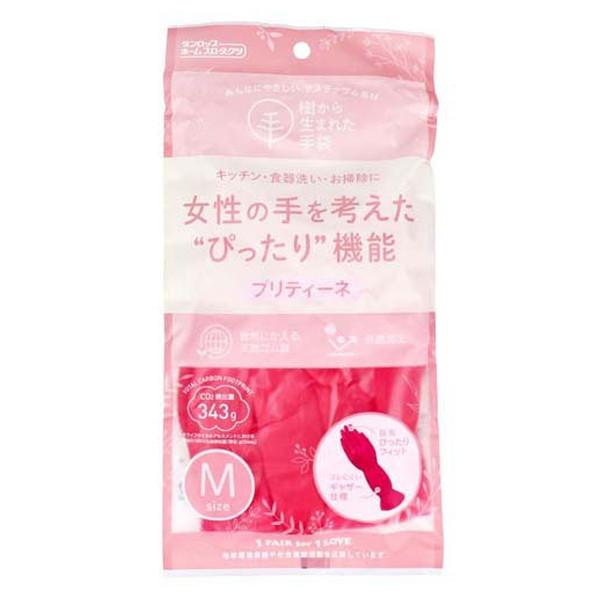 他サイト： ダンロップ 樹から生まれた手袋 プリティーネ M レッド 1双 ゴム手袋の商品画像