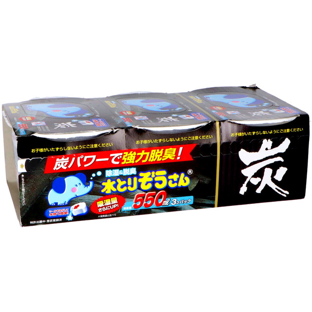 他サイト： オカモト 炭水とりぞうさん 550ml×3個パック 吸質量550mlの除湿剤 タンス用 ( 4904637999781 )※パッの商品画像