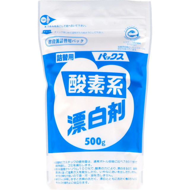 他サイト： 太陽油脂 パックス 酸素系漂白剤 詰替用 500g 衣類の漂白や赤ちゃんの肌着・おむつの漂白と除菌・除臭に ★NHKあさいち 極の商品画像