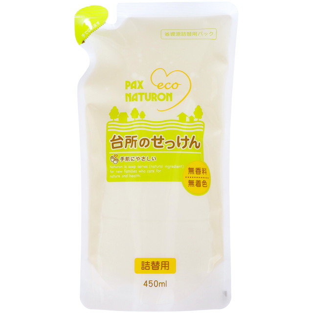 他サイト： 太陽油脂 パックスナチュロン 台所のせっけん 詰替用 450ml 無香料・無着色 食器・調理器具用 ( 490473505496の商品画像