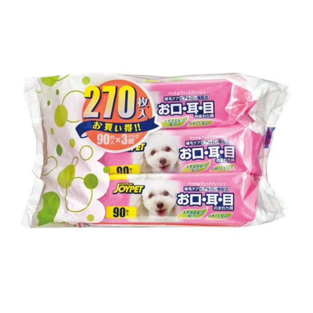 他サイト： 【お徳用】アース・ペット ジョイペット ウェットティッシュ 目・耳・口用 90枚入×3個パック ( 4973293001947 の商品画像