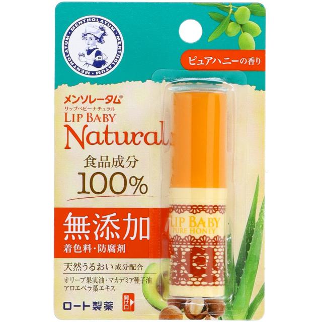 他サイト： 【メール便】ロート製薬 メンソレータム リップベビー ナチュラル ピュアハニーの香り 4g 1個の商品画像