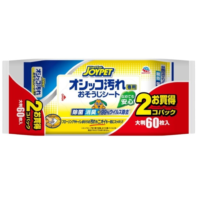 他サイト： アース・ペット ジョイペット JOYPET オシッコ汚れ専用 おそうじシート 30枚×2コパックの商品画像