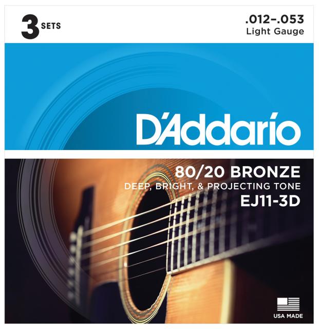 他サイト： ダダリオ アコースティックギター弦 3セット(Light .012-.053) D'Addario Multi-PacksAcoの商品画像