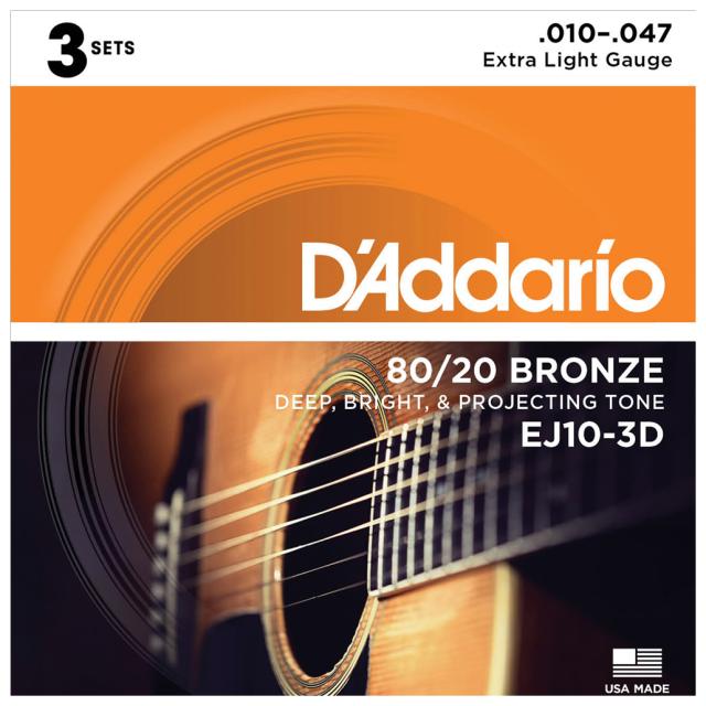 他サイト： ダダリオ アコースティックギター弦 3セット(Extra Light .010-.047) D'Addario Multi-Paの商品画像