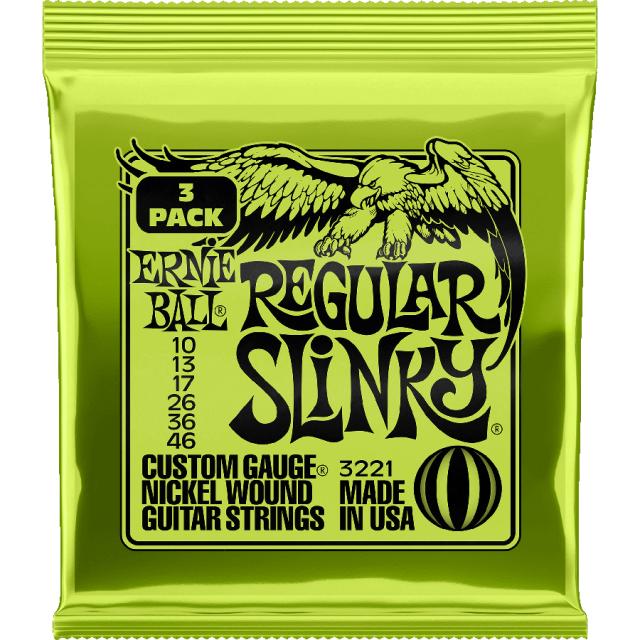 他サイト： アーニーボール P03221 エレキギター弦(.010-.046) 3パックERNiE BALL REGULAR SLINKY の商品画像