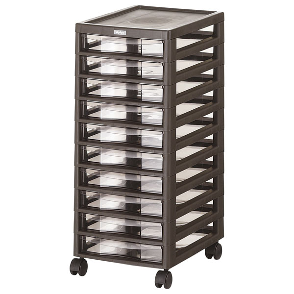 他サイト： JEJアステージ 1020240 キャスター付引出収納ケース アプロス A4(浅型・10段・ダークブラウン)JEJ[102024の商品画像