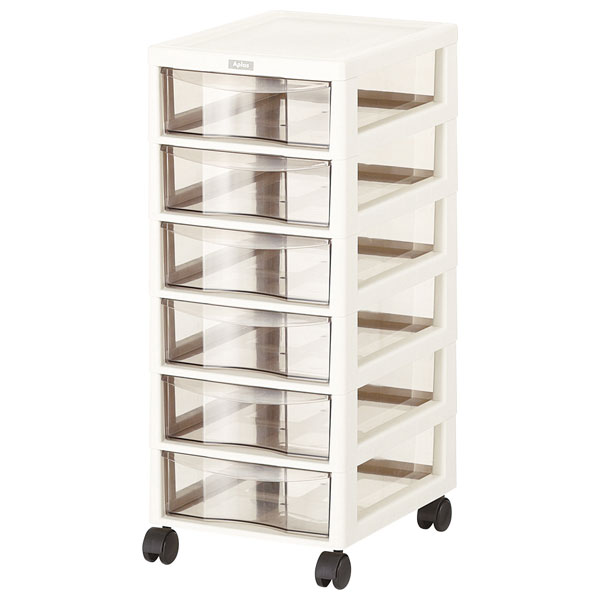 他サイト： JEJアステージ 1020141 キャスター付引出収納ケース アプロス A4(深型・6段・アイボリー)JEJ[1020141JEの商品画像