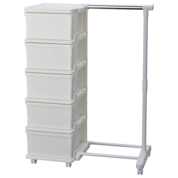 他サイト： JEJアステージ 1020624 シーズユニット 5段 ハンガー付(ホワイト/ホワイト)[1020624JEJ] 返品種別Aの商品画像