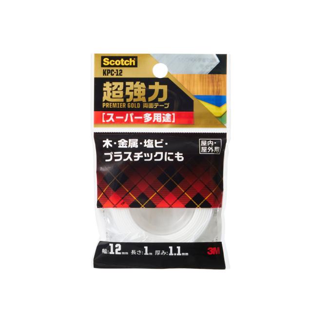 他サイト： スリーエム KPC-12 スコッチ 超強力両面テープ プレミアゴールド スーパー多用途 12mm(白)Scotch[KPC12]の商品画像