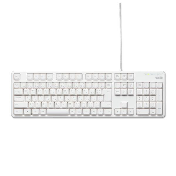 他サイト： エレコム TK-FCM104XWH 有線キーボード メンブレン式 フルサイズ(ホワイト)[TKFCM104XWH] 返品種別Aの商品画像