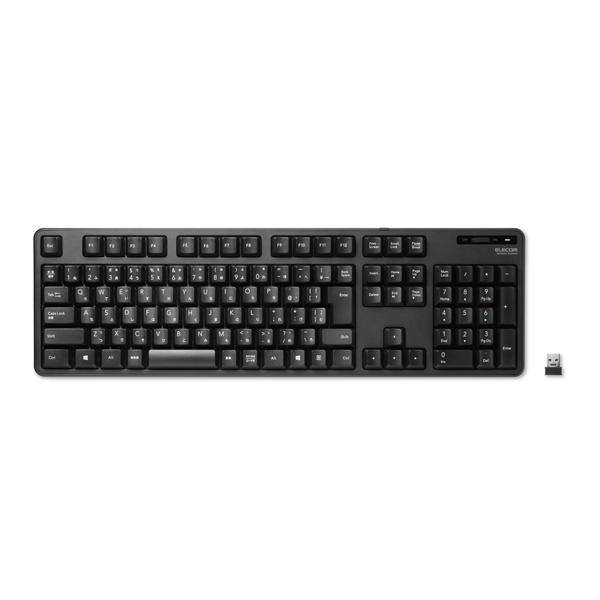 他サイト： エレコム TK-FDM106TXBK 2.4GHzワイヤレス キーボード メンブレン式 フルサイズ(ブラック)[TKFDM106の商品画像