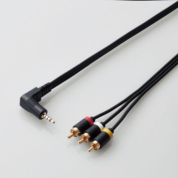 他サイト： エレコム DH-MLWRY10BK RCAピンプラグ(×3)⇒L型ミニプラグ【4極】変換ケーブル(1m)ELECOM[DHMLWの商品画像