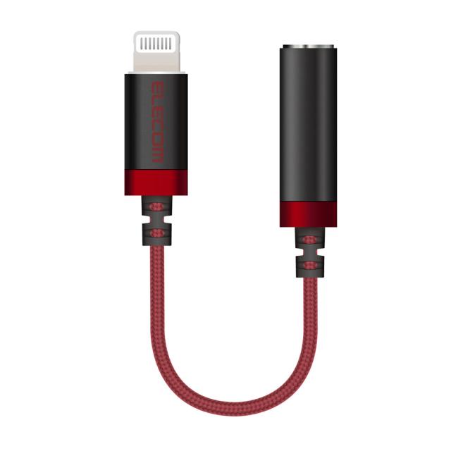 他サイト： エレコム MPA-L35S01RD Lightning-φ3.5mmステレオミニジャック変換ケーブル(高耐久) 10cm(レッドの商品画像
