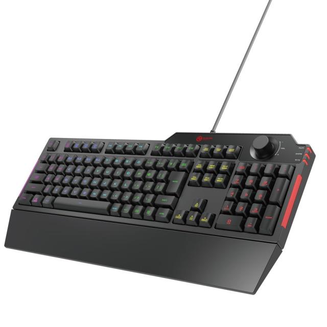 他サイト： エレコム ゲーミングキーボード メンブレン式 着脱式リストレスト付 ボリュームダイヤル付 有線(ブラック)  TK-G02UMBの商品画像