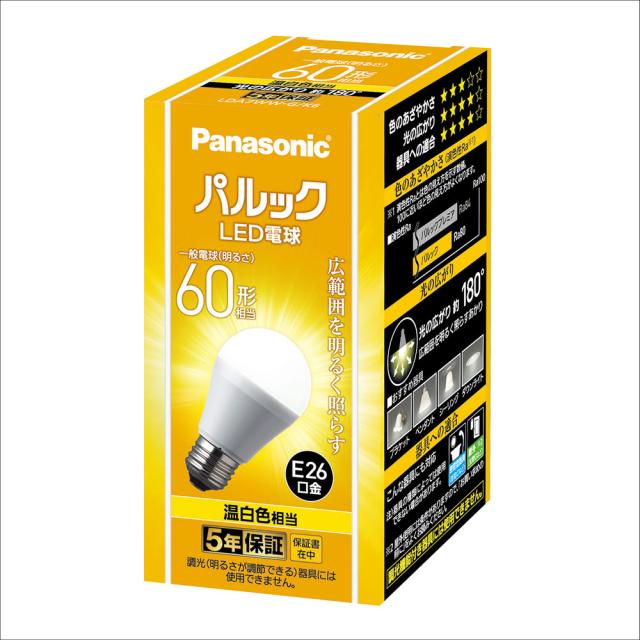 他サイト： パナソニック LDA7WWGK6 LED電球 一般電球形 810lm(温白色相当)Panasonic 広配光タイプ[LDA7WWの商品画像