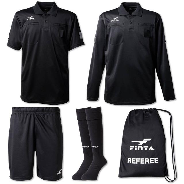 他サイト： FINTA(フィンタ) レフェリー4点セット(ブラック・サイズ:XO) サッカー・フットサル用 FNT-FT5977-0500-の商品画像