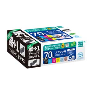 他サイト： エコリカ [エプソン IC6CL70L、ICBK70L 互換]リサイクルインクカートリッジ(6色パック+ブラックインク1本) Eの商品画像