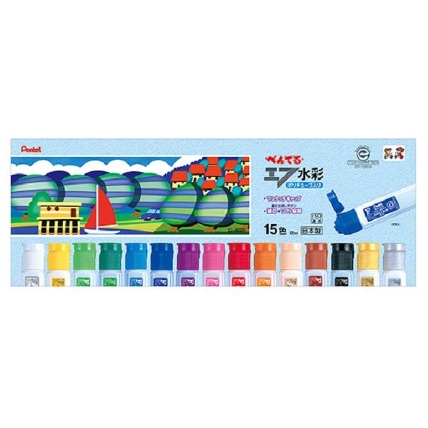 他サイト： ぺんてる WFC2-15 水彩えのぐ エフ水彩 ポリチューブ入り(15色)Pentel[WFC215] 返品種別Aの商品画像