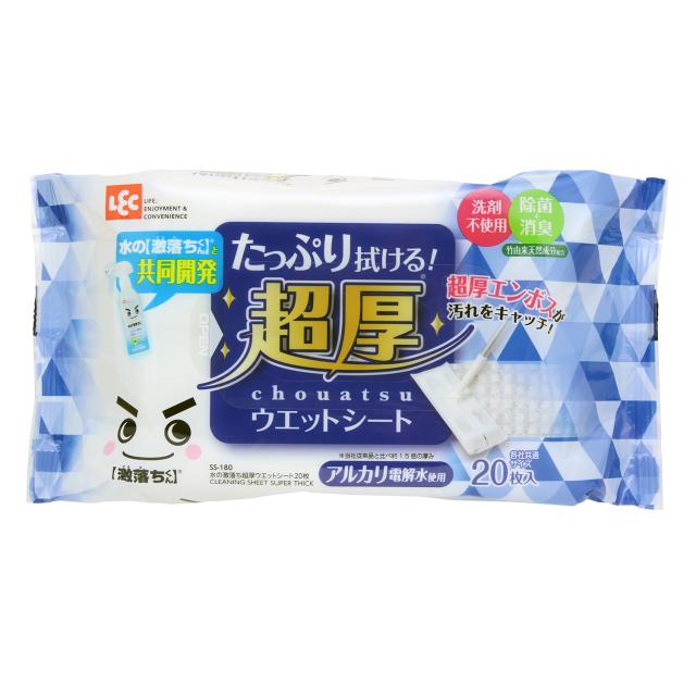 他サイト： レック SS-180チヨウアツウエツトシ-ト 水の激落ち超厚ウエットシート 20枚LEC[SS180チヨウアツウエツトシト] 返の商品画像