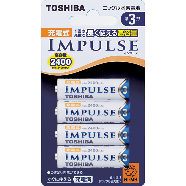 他サイト： 東芝 TNH-3A-4P ニッケル水素電池単3形(4本入)TOSHIBA IMPULSE[TNH3A4P] 返品種別Aの商品画像