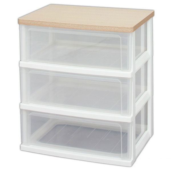 他サイト： アイリスオーヤマ WTW-543(FO) ウッドトップチェスト 3段(フレンチオーク)[WTW543FO] 返品種別Aの商品画像