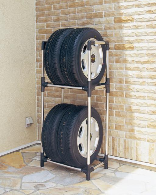 他サイト： アイリスオーヤマ ステンレスタイヤラックカバー付き 幅590×奥行360×高さ1270mm(ブラック)  KSL-590Cブラツの商品画像